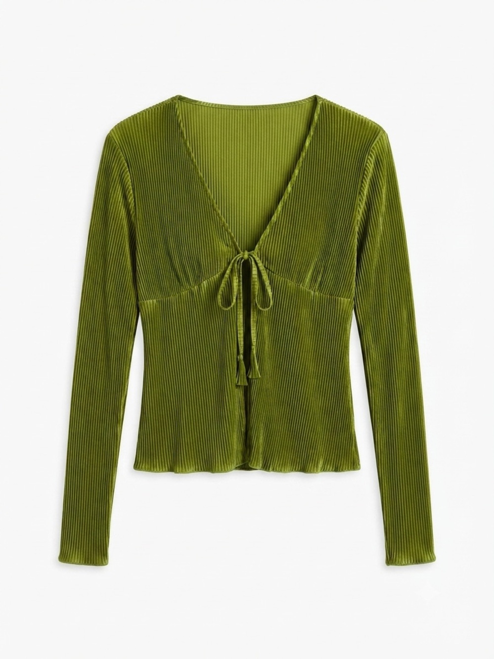 Fairy Grunge Y2K Pleated Tie Front Moss Cardigan Layering Whimsical Size L Goth